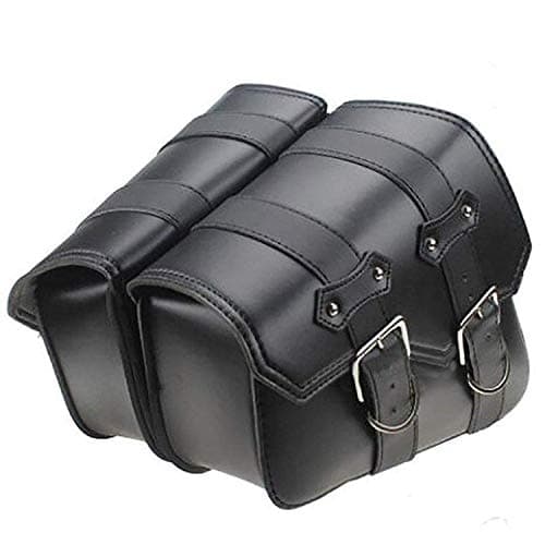 IVYCHIC 2pcs Motorcycle PU Leather Side Saddle Bags for Harley Sportster XL883/1200 Black