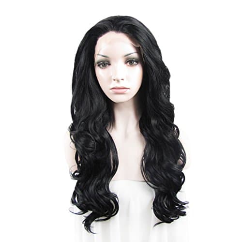 Synthetic Lace Front Wig Long Body Wave Black (22inch, Black)
