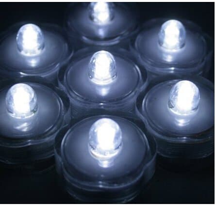 Pack of 48 - White - Submersible Waterproof Underwater Tea Light Sub Lights Battery LED TeaLight