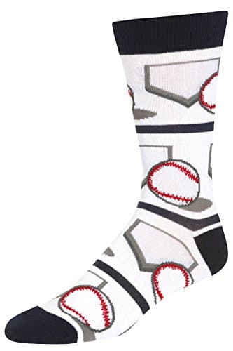 Stith Men's Base-Ball Printed Dress Socks White Combo One Size