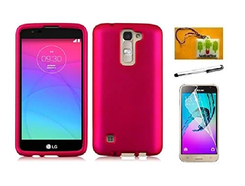 LG K7 Case, LG Tribute 5 Case (metro PCS), Luckiefind® Hard Cover Case, Stylus Pen, Screen Protector & Wiper Accessory (Hard Pink)