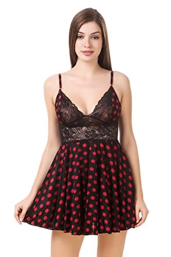 PHWOAR Women's Nightdresses (MB-1076_Black_Free)