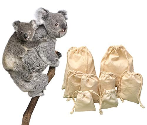 Pack of 25 bags (8" x 12") - Premium Double Drawstring Reusable Muslin Bags in different sizes for Gift, Produce and Storage - AUSTRALIAN brand - 100% Original Cotton