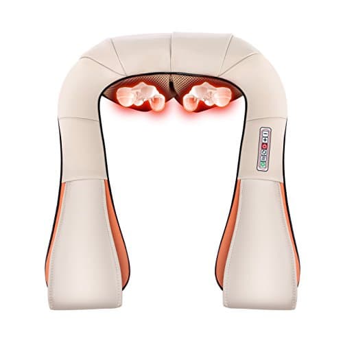 SROCKER Wireless Rechargeable Neck/Shoulder/Back Massager with Heating and 3 Adjustable Deep Shiatsu Kneading Intensity for Car/Home/Office