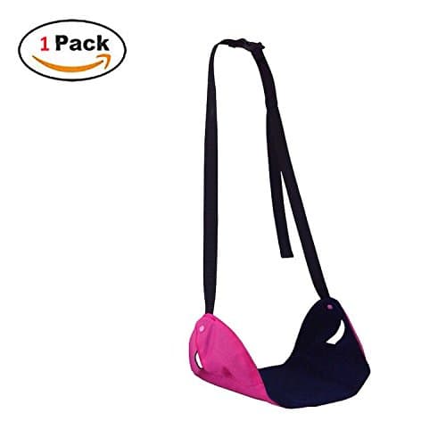 ANSATSY Portable Travel Foot Rest - Footrest Flight Carry-on Feet Rest Adjustable Foot Hammock Office travel Accessories Use in office, school, bus, train, subway or airplane trip (Pink)