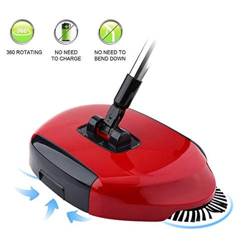 Emndr Stainless Steel Foldable 360 Degree Rotating Brush Spin Hand Push Broom Surface Cleaning Mop