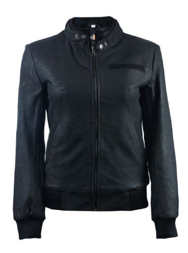 FE- Alla Black Leather Bomber Jacket Women - Real Flight Distressed Finish Pilot Jackets for Women
