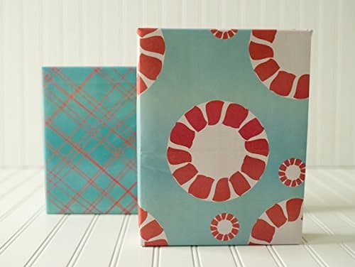 Christmas Turquoise and Red/ Peppermint Candies (6 Sheet Value Pack) - Eco-Friendly Wrapping Paper - Reversible - Gift Wrap by Wrappily