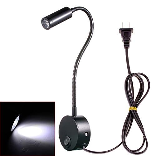 Flexible Gooseneck Wall Mount Reading Lamp Light Led Wall Sconce Lamp Lighting for Headboard Bedroom Bedside Reading 3 Watts