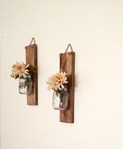 Set Mason Jar Hanging Wall Sconces Rustic Farmhouse Wall Decor