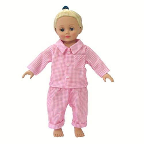 Rifi High Simulation Baby Doll's Clothes Two-piece Pink Checked Pajamas for 14 - 16 inches Dolls