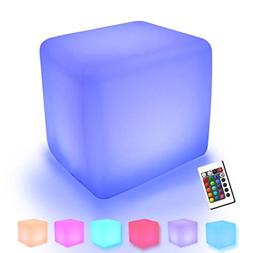 YUMEITECH 8'' LED Cube Light, Multi RGB Color Changing Light, Wireless, Remote Control Rechargeable, Indoor Outdoor Bedside Light Night Light Living Garden Light Décor
