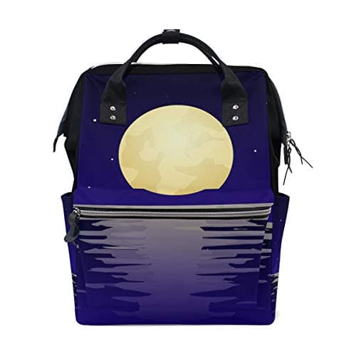 Beautiful Beach with Moon Diaper Backpack Bags Personalized Backpack for Mom Girl Women School Travel Hiking Bag Laptop Baby Bag