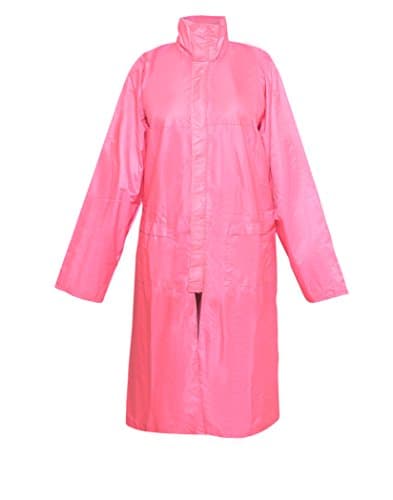 Devil Pink Women's Raincoat with Hidden Collar Pocket for Cap