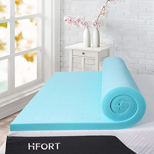 HIFORT 2in Thick Cooling Gel Mattress Topper Queen, Ventilated Memory Foam Bed Padding