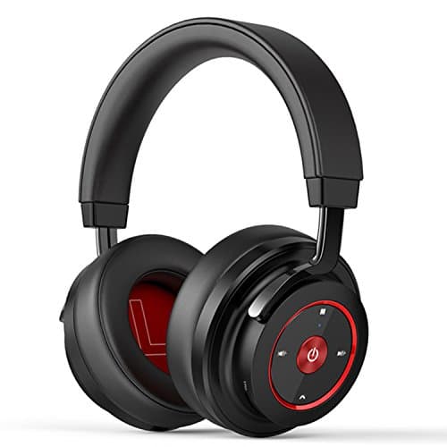 SADES Bluetooth Over-Ear Headphones Wireless Stereo Headset with Mic Hi-fi Sound, Over ear Noise Cancelling Headphone, Bluetooth 4.1 Low Latency for Mobile Phones/ TV/ Mac/ PC(Black-Red)