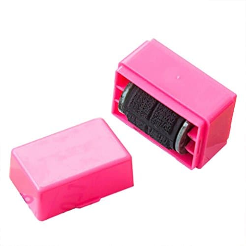 METFIT 1Pcs Guard Your ID Roller Stamp SelfInking Stamp Messy Code Security Office (Pink)
