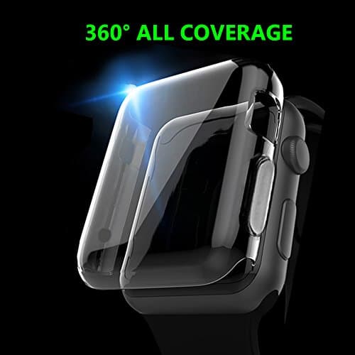 Apple Watch 1 Case, TIVTO iPhone Watch Built-In Screen Protector Full Coverage All-around Extreme Protective Clear TPU Soft Cover for Apple i Watch 2015 All Models Series 1 - 38mm