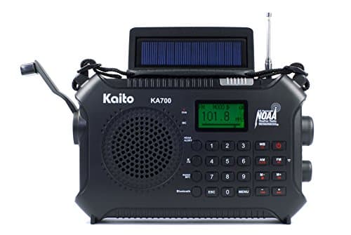 Kaito KA700 Bluetooth Emergency Hand Crank Dynamo & Solar Powered AM FM Weather NOAA Band Radio With Recorder and MP3 Player & More