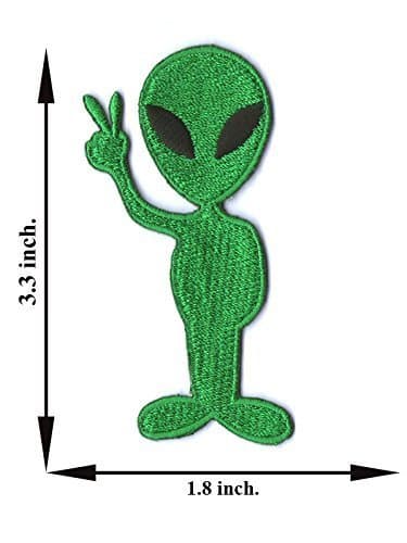 Green Alien Outerspace UFO Applique Iron-on Patch Embroidered Sew T-shirt