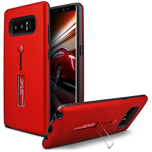 Samsung Galaxy Note 8 Case, MOMOTECH Premium 3 in 1 Slim Fit Galaxy Note 8 Case Finger Strap Holder Grip with Kickstand Support Wireless Chraging Shockproof Case for Samsung Galaxy Note 8 - Red