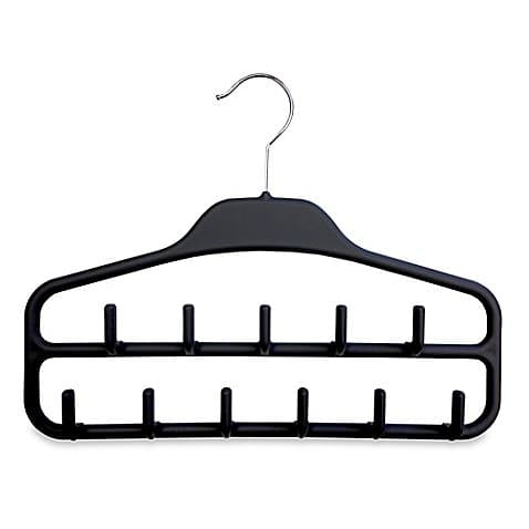 2-Pack Rubber Matte Belt Hanger in Black, Each measures 14" L x 2" W x 11" H | Plastic