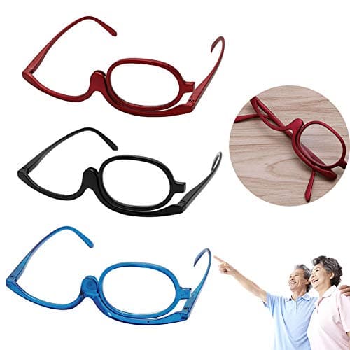 Readers Magnifier Magnifying Makeup Glasses Flip Down Lens Folding Cosmetic Womens Make Up Reading Glasses Folding Eyeglasses Cosmetic General
