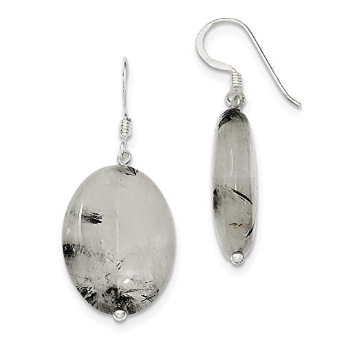 Best Birthday Gift Sterling Silver Tourmalinated Quartz Dangle Earrings