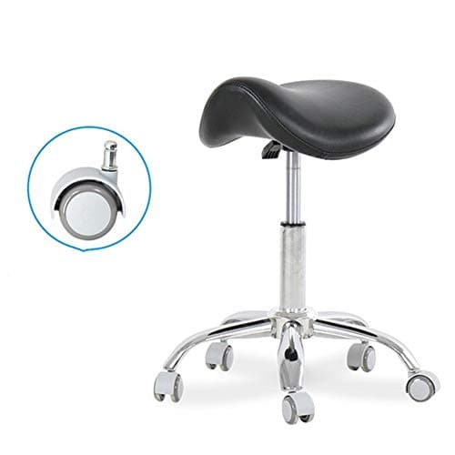 WLDD Ergonomic Adjustable Saddle Stool (Without Back) Ergonomic Swivel Chair For Dental Office Massage Clinic Spa Salon With Wheels (Color : Black 1)