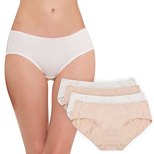 Hesta Women's Organic Cotton Basic Panties Underwear 4 Pack