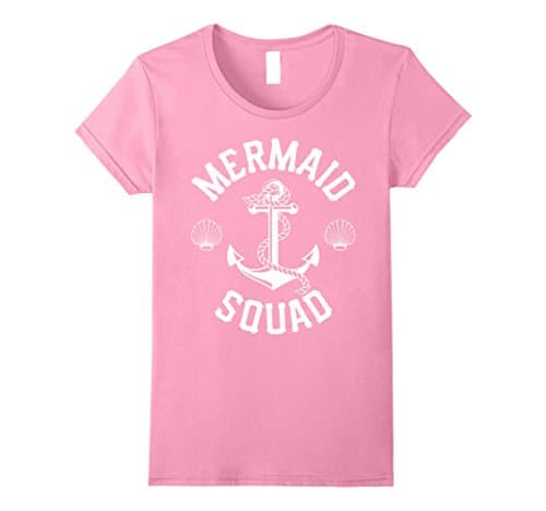 Womens Mermaid Squad Beach Tee Large Pink