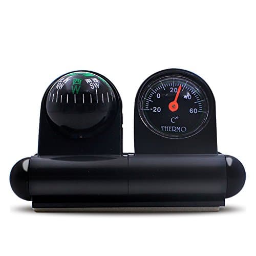 Lelance Adhesive Car 2-in-1 Navigation Compass Ball Thermometer Outdoor Activities Travel