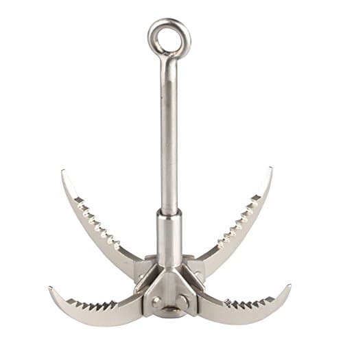 Atcose Outdoor Survival Rock Climbing Grappling Hook Climbing 4 Claws Steel Hook Multifunctional Stainless Steel Gear Grappling Hooks Folding Survival Tool Load 400kg