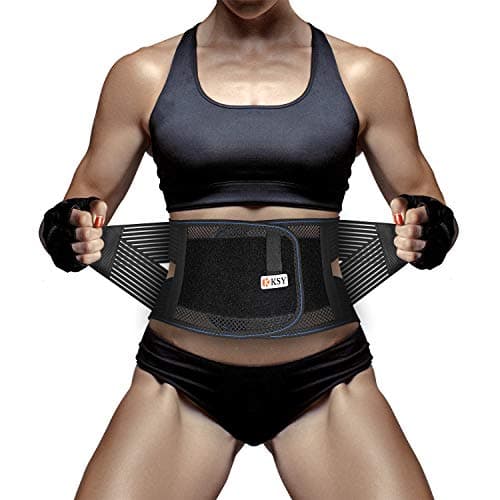 Stabilizing Lumbar Lower Back Brace and Support Belt with Dual Adjustable Straps and Breathable Mesh Panels (M)