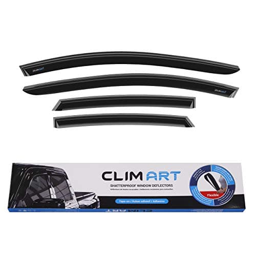 CLIM ART Incredibly Durable Rain Guards for Ford Focus 2012-2018, Original Tape-on Window Deflectors, Vent Deflector, Vent Window Visors for Cars, Dark Smoke, Car Accessories, 4 pcs- 412015