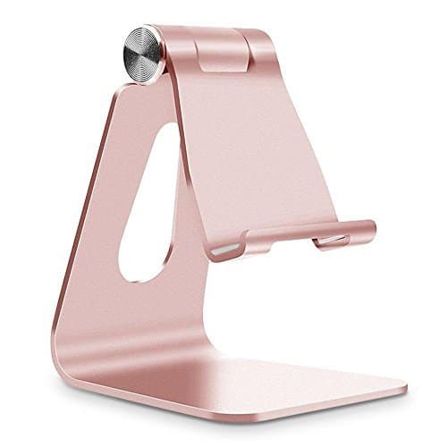 Adjustable Cell Phone Stand, Swelt Phone Stand Cradle, Dock, Holder for iPhone 8 X 7 6 6s Plus 5 5s charging, all Android Smartphone, Accessories Desk, Switch and more (Rose Gold)