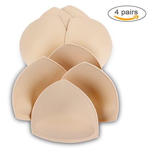 Bra Pad Inserts 4 Pairs,Sermicle Vekey Bra Pads Sewed Massaged for Sports Bra A/B Cup Beige or Black Optional