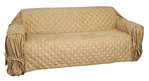 Floppy Ears Design Waterproof Full Coverage Faux Suede Microfiber Stay in Place Couch Protector Furniture Cover (Large Three Cushion Couch, Tan)