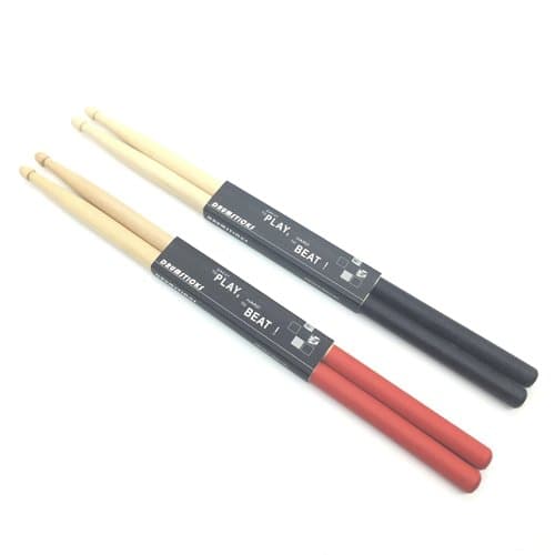 DIAOSnx 5A Drumsticks, Non-slip Handle Drum Stick, Solid Wood, Pack of 2 - Red & Black
