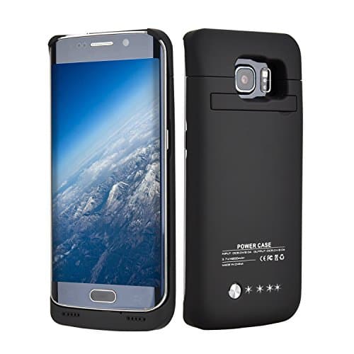 S6 Edge Battery Case,ICONIC Extended Battery Charging Case Slim Protective Charger Cover Power Bank Juice Pack for Samsung Galaxy S6 Edge with 4200mAh/80% + battery(Black)