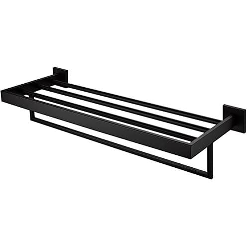 Aothpher Classic Wall Mounted Stainless Steel Bathroom Towel Rail Rack Kitchen Towel Shelf Rack, Matte Black