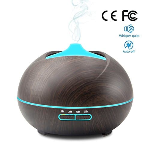 400ML Ultrasonic Humidifier Aroma Essential Oil Diffuser with Auto Shut Off Whisper Quiet to Relaxation and Sleep (Black)