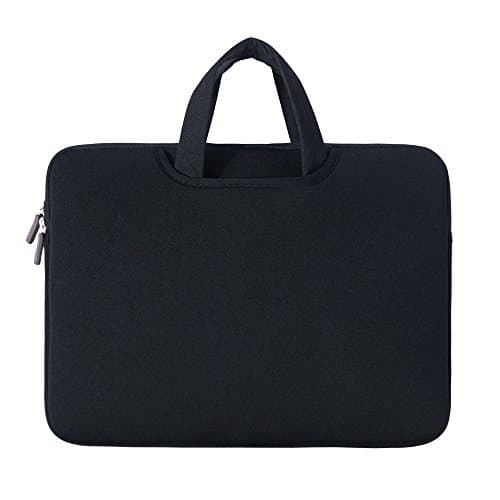RAINYEAR Resistant Neoprene Macbook Pro Sleeve Case 15-15.4 Inch Slim Computer Laptop Carrying Padded Sleeve Bag Case Briefcase for Dell/HP/Lenovo/Acer(Black)