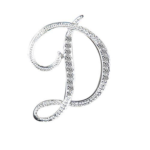 A to Z Initial Letter Alphabet Clear AAA+ Crystal Rhinestone Lapel Pin Brooches Collar