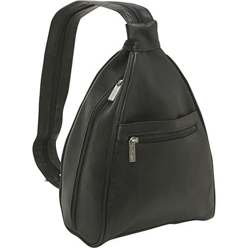 Le Donne Leather Ladies Sling Backpack/Purse, Black