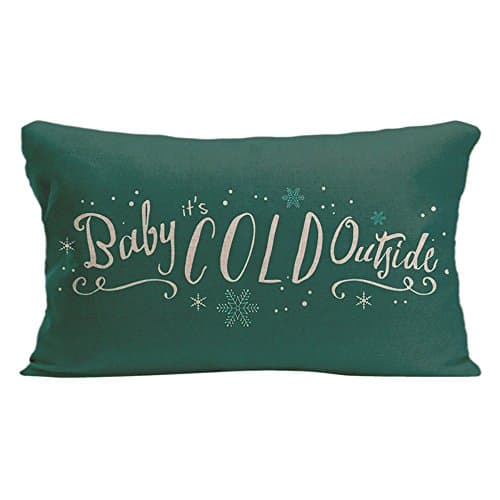 LDJ Cotton Linen Sofa Chair Seat Rectangle Throw Pillow Case Decorative Cushion Cover Pillowcase Design With Baby It'S Cold Outside Custom Pillow Cover Print One Sides Sized 12x20 Inches