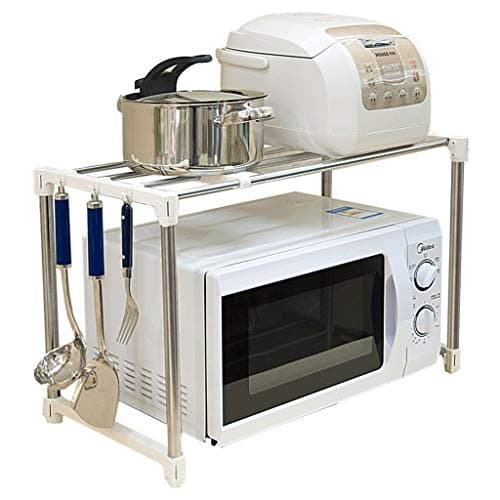 Lixin Kitchen Microwave Oven Rack Hanging Kitchen Storage Rice Cooker Single Layer Stainless Steel (color : Silver, Size : 504030ccm)