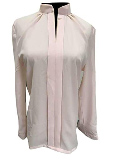 BYWX Womens Long Sleeve Solid Stand Collar Chiffon Top Blouse Shirt Nude US S
