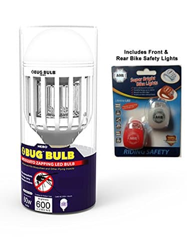 Nebo Z-BugBulb #6458 Insect Killer, Mosquito Killer Lamp, Fly Killer, Mosquito Zapper Trap, Best for Indoor and Outdoors - Bonus AOR POWER #AR130 LED Bike Headlight and Taillight Set. 3 Modes