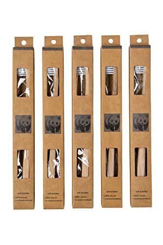 (Buy 5pack get 5 free) New 100% Prime Eco-Friendly Organic Bamboo Toothbrush -Natural Biodegradable Vegan Handle- 5 pk w/BPA-Free Teeth Whitening Soft Medium Bristles for Kids Adults by Dental Health